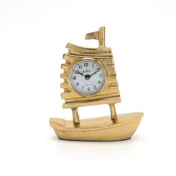10" Gold Aluminum Sailboat Table Clock