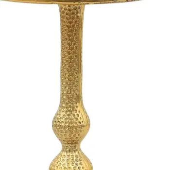 24" Antiqued Gold Aluminum Round Pedestal End Table
