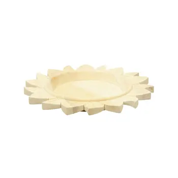 13" Natural Solid Wood Handmade Lotus Flower Charger Plate