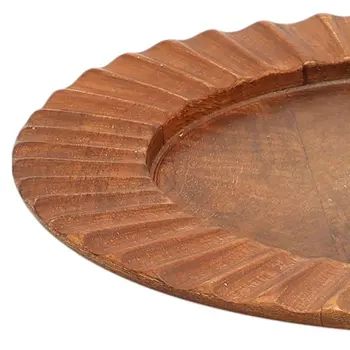 13" Brown Solid Wood Scalloped Rim Handmade Round Charger Plate