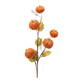 Set of Six Orange and Green Fall Mini Pumpkins Wreath Sprays