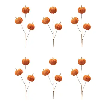 Set of Six Orange and Green Fall Mini Pumpkins Wreath Sprays