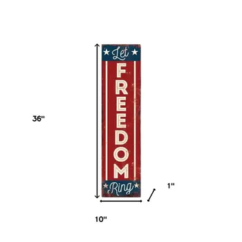 36" Red White And Blue Americana Solid Wood Welcome Reversible Porch Sign