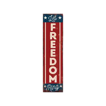 36" Red White And Blue Americana Solid Wood Welcome Reversible Porch Sign