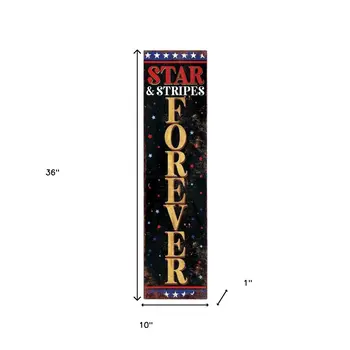 36" Blue Red And White July Fourth Solid Wood Porch Sign