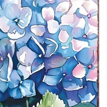 36" Blue Green And Purple Hydrangeas Solid Wood Porch Sign