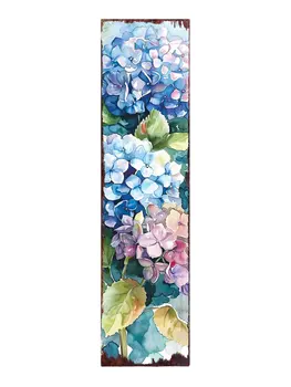 36" Blue Green And Purple Hydrangeas Solid Wood Porch Sign