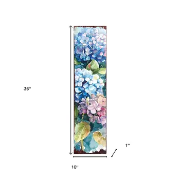 36" Blue Green And Purple Hydrangeas Solid Wood Porch Sign