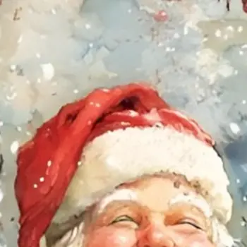 36" Red And White Christmas Santa and Snowman Solid Wood Reversible Porch Sign