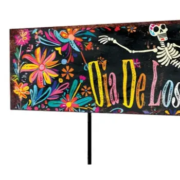 36" Black Cinco de Mayo Solid Wood Garden Stake