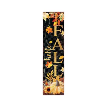 36" Black Gold And Orange Halloween Skeleton Solid Wood Porch Sign