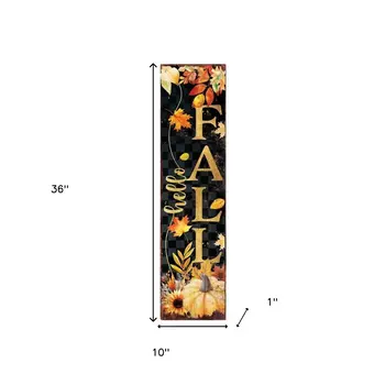 36" Black Gold And Orange Halloween Skeleton Solid Wood Porch Sign