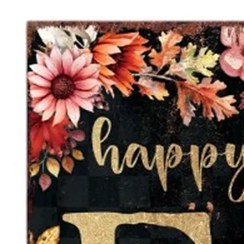 36" Black Orange And White Happy Fall Halloween Solid Wood Porch Sign