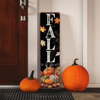 36" Black Orange And White Pumpkin Solid Wood Porch Sign