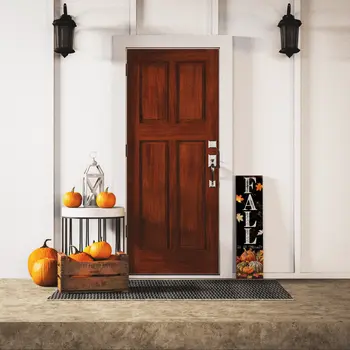 36" Black Orange And White Pumpkin Solid Wood Porch Sign