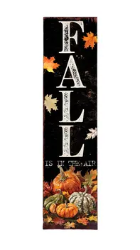 36" Black Orange And White Pumpkin Solid Wood Porch Sign