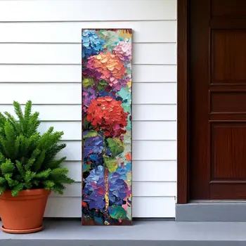 36" Blue Purple And Red Hydrangeas Solid Wood Porch Sign