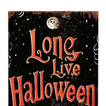 36" Black Orange And White Halloween Ghost Solid Wood Porch Sign