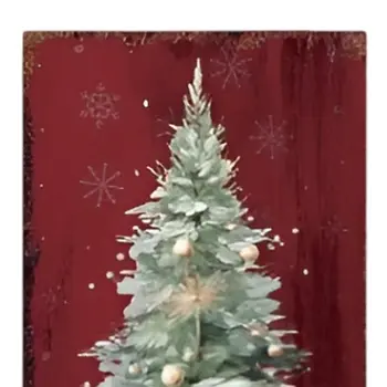 36" Red and Green Merry Christmas Christmas Tree Solid Wood Porch Sign
