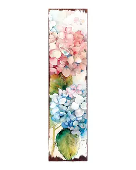 36"  White Blue And Pink Hydrangeas Solid Wood Porch Sign