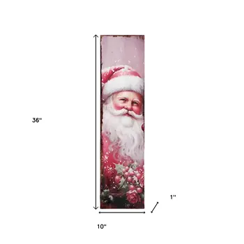 36" Red And White Christmas Santa Solid Wood Porch Sign