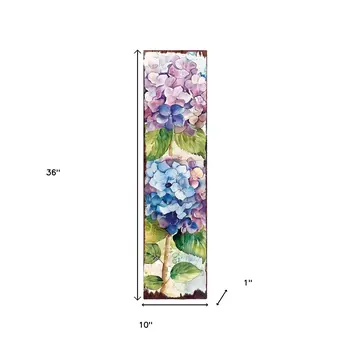 36" Blue Purple And Green Hydrangeas Solid Wood Porch Sign