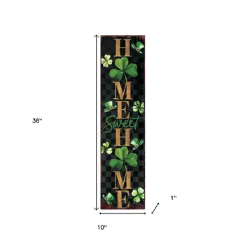 36" Black Gold And Green Home St Patrick's Day Solid Wood Porch Sign