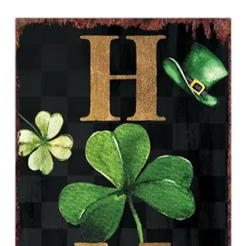 36" Black Gold And Green Home St Patrick's Day Solid Wood Porch Sign