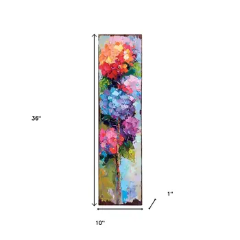 36" Blue Purple And Red Hydrangeas Solid Wood Porch Sign