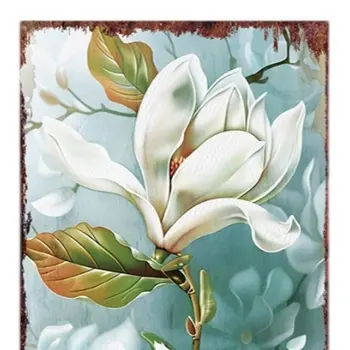 36" Blue Green And White Floral Bouquet Solid Wood Porch Sign