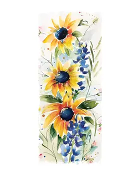 36" White Yellow And Blue Sunflowers Solid Wood Porch Sign