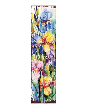 36" Purple Pink And Yellow Iris Solid Wood Porch Sign