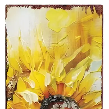 36"  Yellow Brown And Green Sunflowers Solid Wood Porch Sign