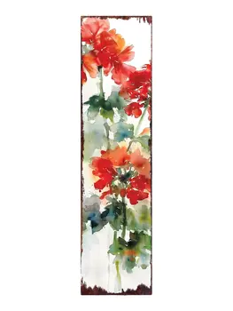36" Green Red And White Geranium Solid Wood Porch Sign