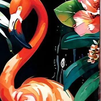 36" Black And Coral Solid Wood Flamingo Porch Sign