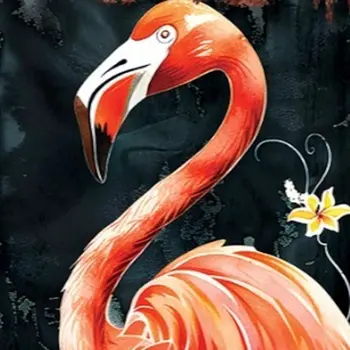36" Black Coral And Green Solid Wood Flamingo Porch Sign