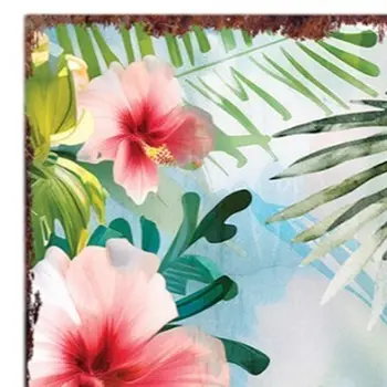 36" Blue Pink And Green Solid Wood Watercolor Flamingo Porch Sign
