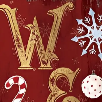 36" Red Gold And Green Christmas Wreath Solid Wood Welcome Porch Sign