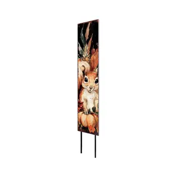 42" Black Tan And Orange Solid Wood Squirrels Garden Stake