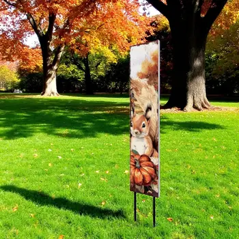 42" White And Brown Solid Wood Squirrels Garden Stake