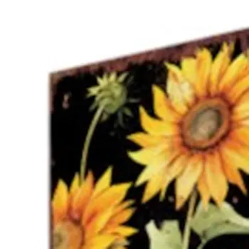 42" Black Yellow And Tan Solid Wood Sunflowers And Squirrel Garden Stake