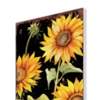 42" Black Yellow And Tan Solid Wood Sunflowers And Squirrel Garden Stake