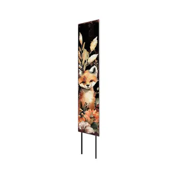 42" Black And Brown Solid Wood Fox Garden Stake