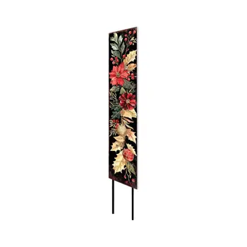 42" Black And Red Solid Wood Christmas Poinsettia Garden Stake