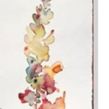 42" Green Off White Orange And Yellow Solid Wood Watercolor Floral Garden Stake