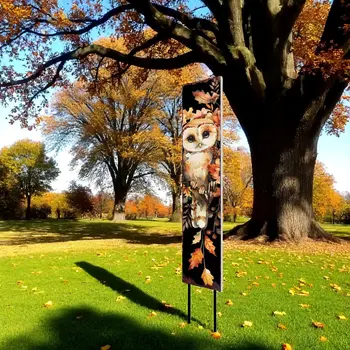 42" Black Brown Orange And Tan Solid Wood Owl Garden Stake