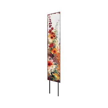 42" White Orange And Brown Solid Wood Garden Stake
