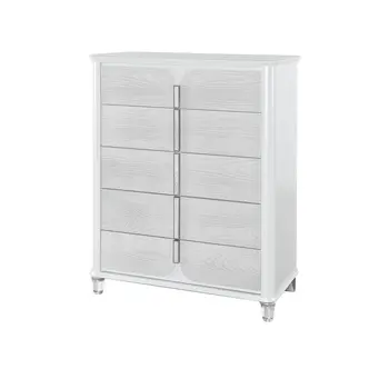 38" Gray Wood Five Drawer Dresser