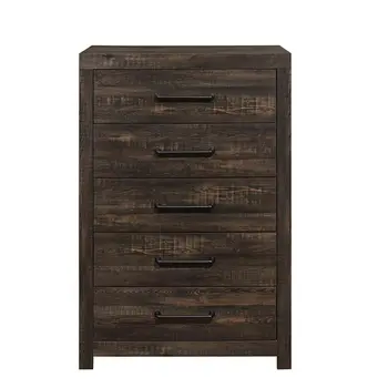 32" Oak Wood Five Drawer Dresser