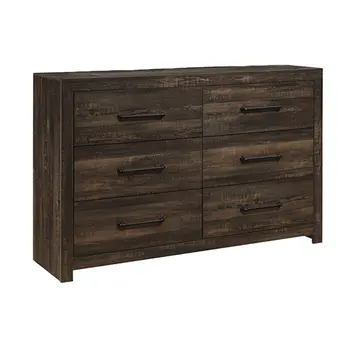 58" Oak Wood Six Drawer Dresser